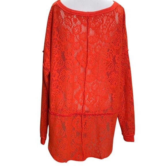 Free People Not Cold in This Floral Knit Top Red Small - Picture 5 of 9